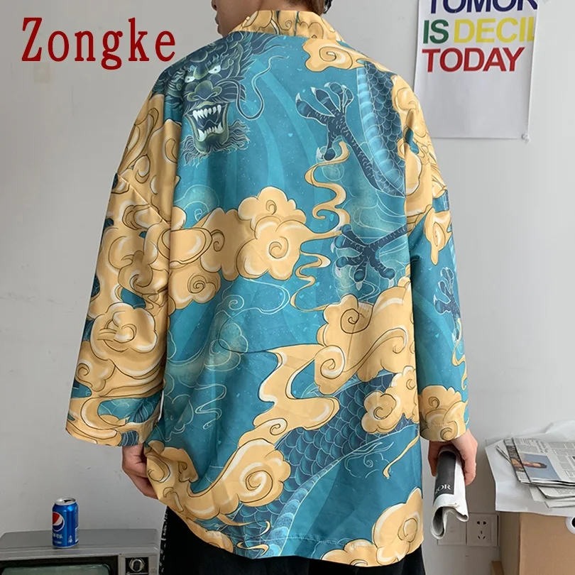 Zongke Kimono Cardigan Mens Shirt With Print Vintage Shirt Men Shirts For Mens Clothes Harajuku Blouse M 5XL 2020 Autumn New|Casual Shirts|   - AliExpress