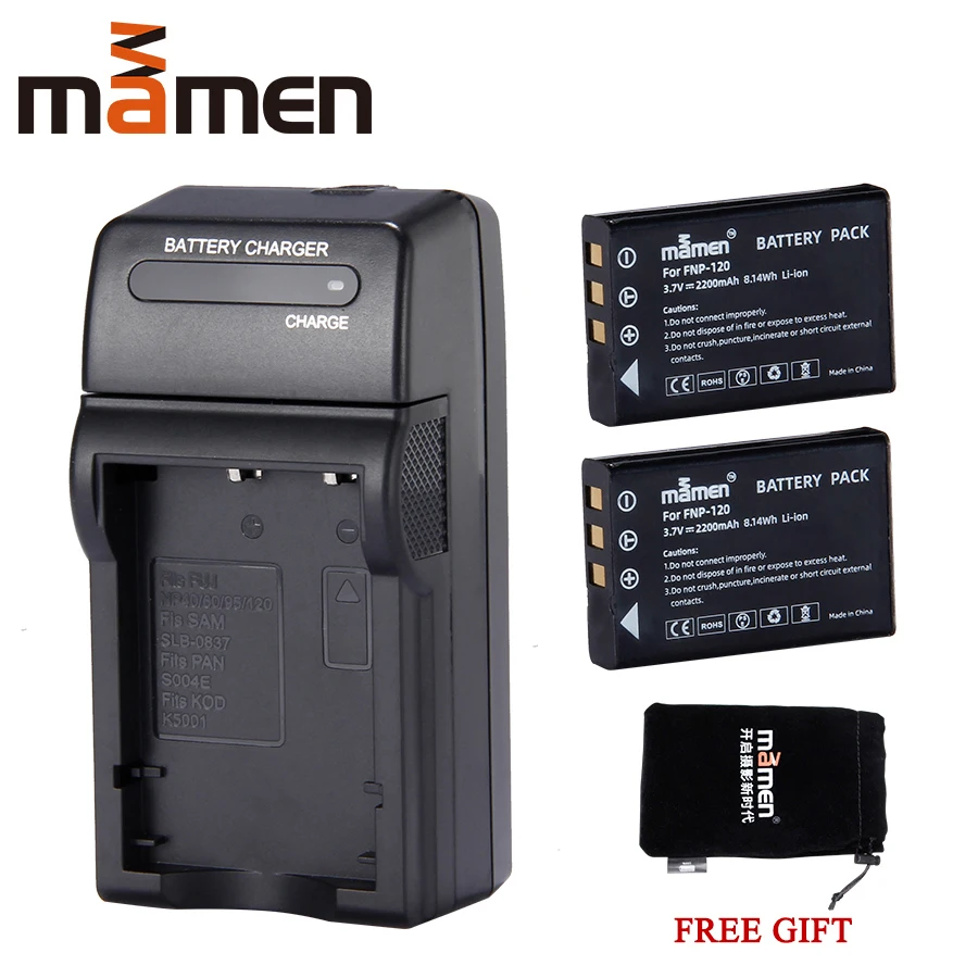 

Mamen NP-120 FNP120 NP120 Digital Battery Pack 2200mAh + Single Charger for Fujifilm FinePix F10 F11 M603 MX4 Camera Batteries