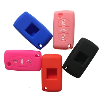 

Case Car Key Cover Protect Silicone Rubber C-Triomphe Xsara For Peugeot 307 308 407 207 SW Berlingo For Citrien C3 C4 Picasso