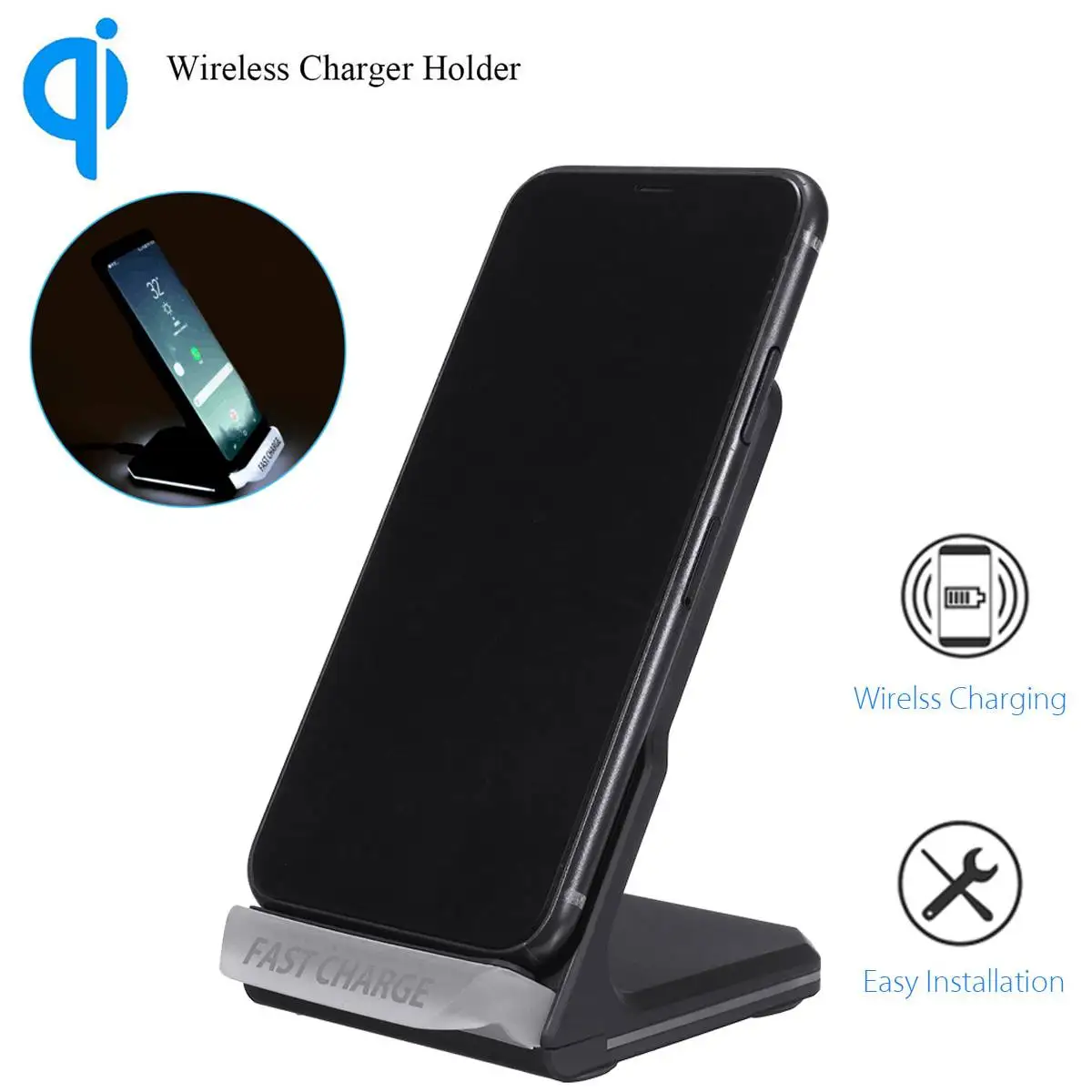 10W Qi Wireless Charger Stand LED Dual Coils Fast Charging Dock Station for iPhone 11 Pro X XS 8 XR for Samsung S9 S10 S8 S10E