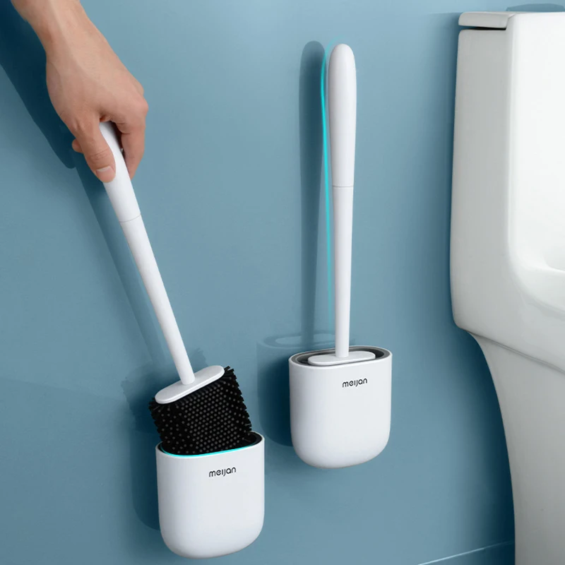 

Toilet Brush No Dead Corners Household Toilet Brush Wall-Mounted Long-Handled Silicone Brush Wall-Mounted Bathroom Cleaning Tool