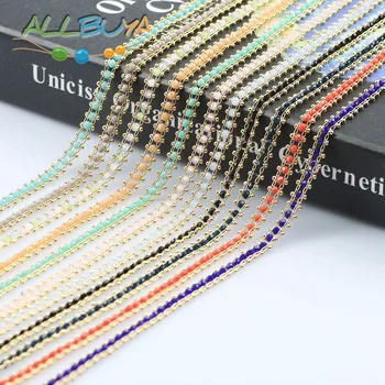 

1 Meter Handmade Gold Color Metal Wire Wrapped Rosary Chain Beads for Jewellery Making Accessories DIY Bracelet Anklet Necklace