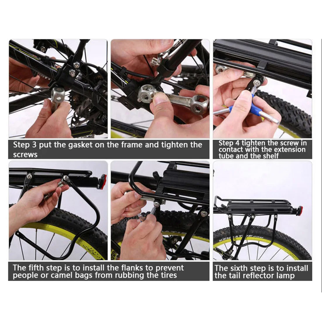 Flash Deal CITYWAY Bike Rear Shelf Bike Rack Luggage Rear Carrier Trunk For MTB Bicycle - Square Shape Feet Support + Mud Guard 3