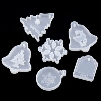 

SNASAN 6pieces Christmas tree snowflake elk Silicone Mold Pendants DIY mold Epoxy Resin UV Resin Jewelry Making component