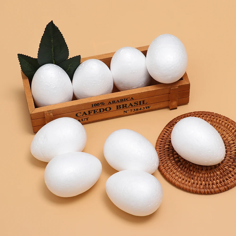 10pcs White Foam Eggs Solid Modeling Styrofoam Foam Ball Shaped Eggs