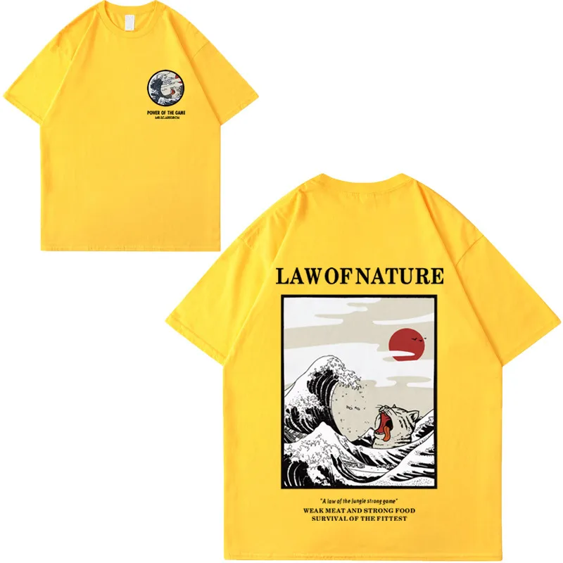 

RHTLN Japanese Ukiyo Cat Wave Printed Streetwear T Shirts 2020 Summer Mens Hip Hop Casual Short Sleeve Tops Tees Male Tshirts