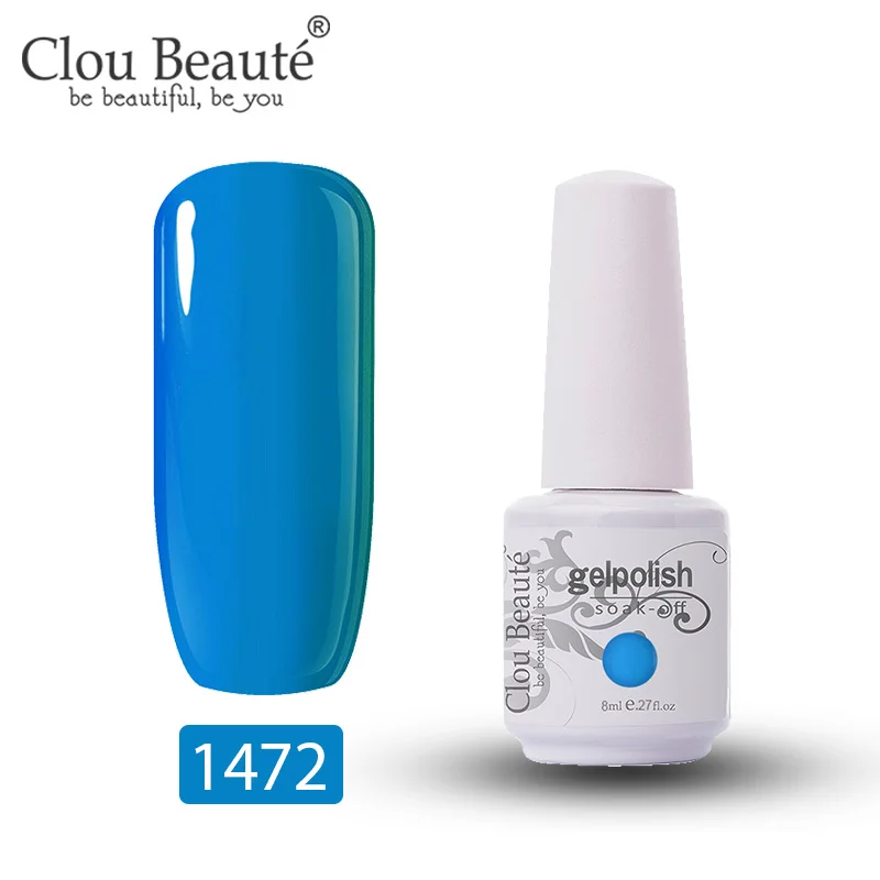 1472 Clou Beaute 8 мл гель-краска для ногтей УФ 85 цветов блеск Топ замачиваемый УФ светодиодный Гель-лак для нейл-арта Гибридный чистый цвет ногтей - Цвет: 1472