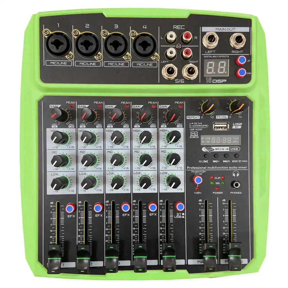 EU Mini 4 Channel Bluetooth Mixer Audio Mixing Console KTV Karaoke MP3