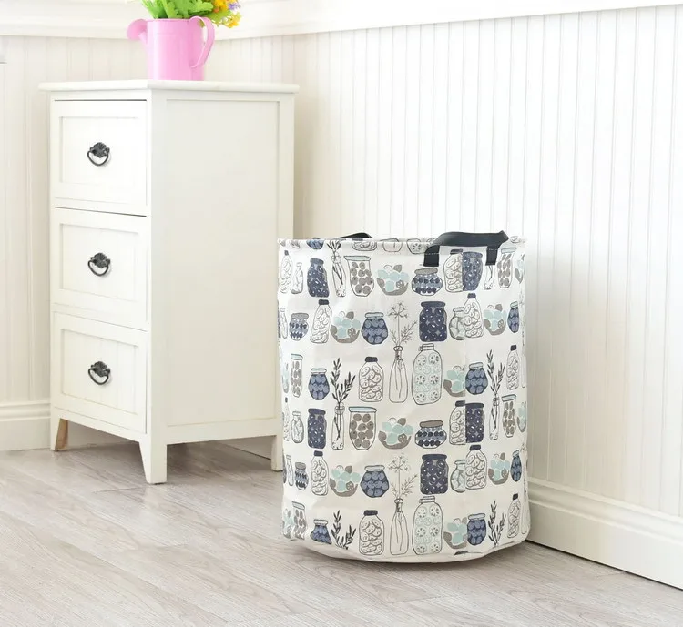Dirty Clothes Storage Basket Foldable Waterproof Laundry Basket Cotton Linen Laundry Basket Toy Storage Bucket Extra Large