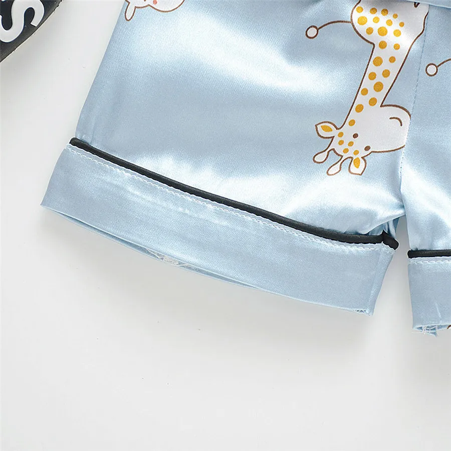 kids short-sleeved clothes baby pajamas thin suit toddler Kids baby boys girl cartoon pajamas sleepwear shorts clothes set 40A1 (19) - 副本