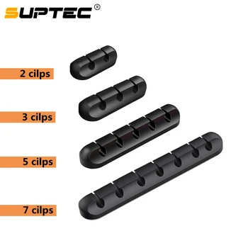 

SUPTEC Cable Holder Silicone Cable Organizer Flexible USB Winder Management Clips Holder For Mouse Keyboard Earphone Headset