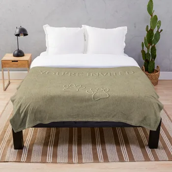 

Dog Paw Print Invitation Faux Embossed Eff Throw Blanket Soft Sherpa Blanket Bed Sheet Single Knee Blanket Office Nap Blanket