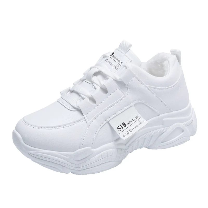 White cotton Женские кроссовки; коллекция года; сезон осень; белые туфли; светильник на шнуровке; женская повседневная обувь; Высококачественная обувь для влюбленных пар; женская обувь из искусственной кожи - Цвет: White cotton