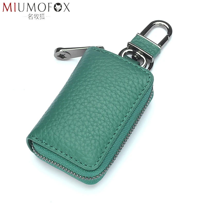 Estuche De Llaves De Cuero Genuino Con Cremallera – Para Hombre Y Mujer, Compacto Y Práctico