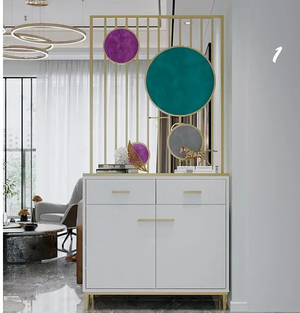 Nordic screen cabinet shoe cabinet integrated hall entrance porch light luxury living room iron partition cabine