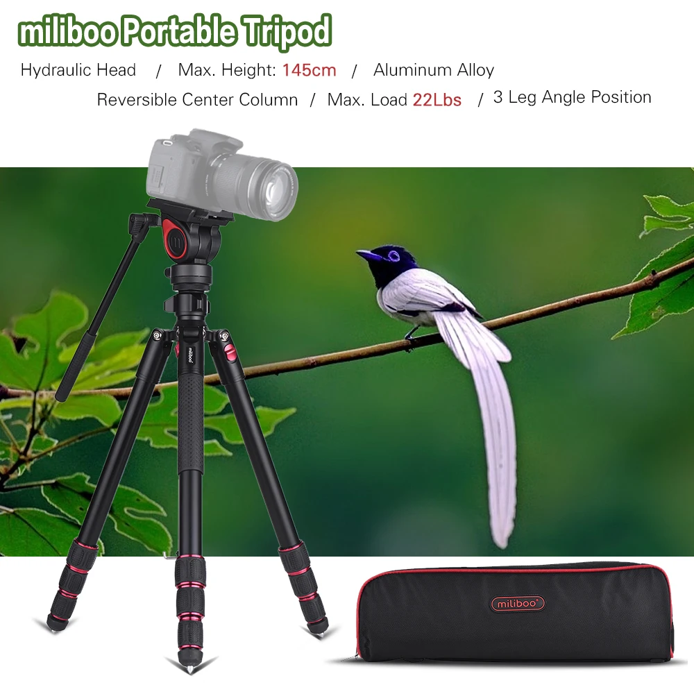 Miliboo 5" портативный складной штатив для DSLR камеры с гидравлической головкой алюминиевый штатив для Canon Nikon sony