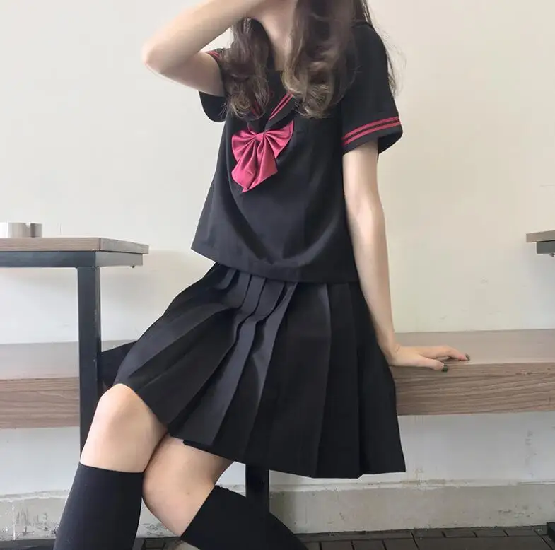 Осенняя школьная форма высокого качества в японском стиле для девочек, милые длинные топы в матросском стиле, плиссированная юбка, полный комплект костюмированной одежды, костюм JK