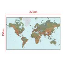 Нетканая водонепроницаемая карта мира без национального флага для культуры 150x225 см