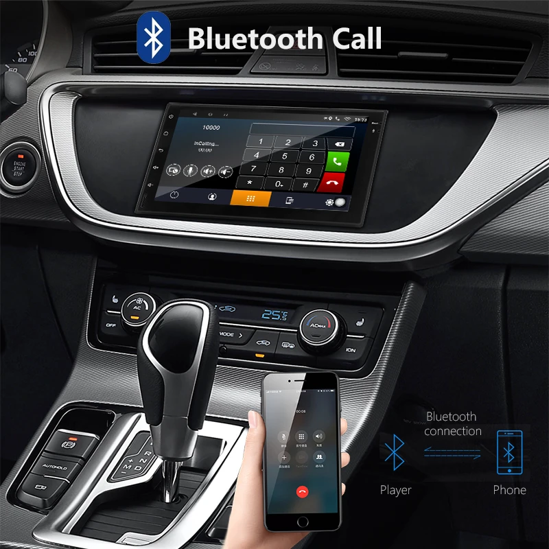 Discount Jansite 7" 2 din Car Radio MP5 Android 8.1 player HD 1080P Digital Touch screen mirror + Bluetooth Car Stereo with microphone 4