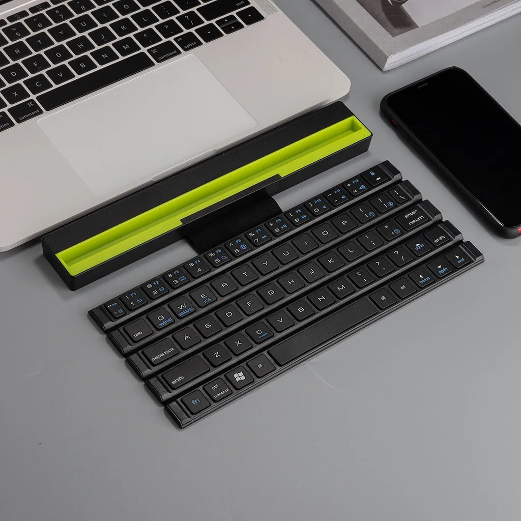 Портативный Мини Складная Bluetooth клавиатура складной Беспроводной клавиатуры 64 ключами катушка для планшета