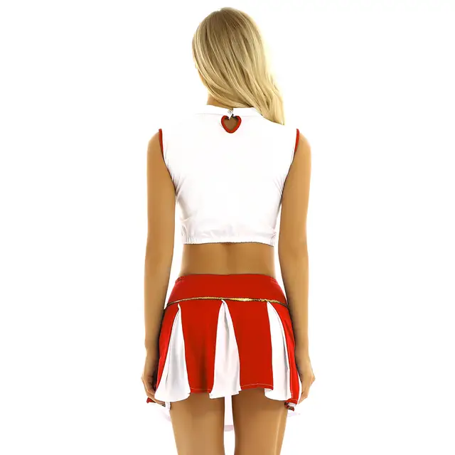 Online Shop Women Cheerleader Cheerleading Uniforms Cosplay Costume Football Baby Role Playing Clothes Shiny Crop Top And Pleated Skirt Set Aliexpress Mobile