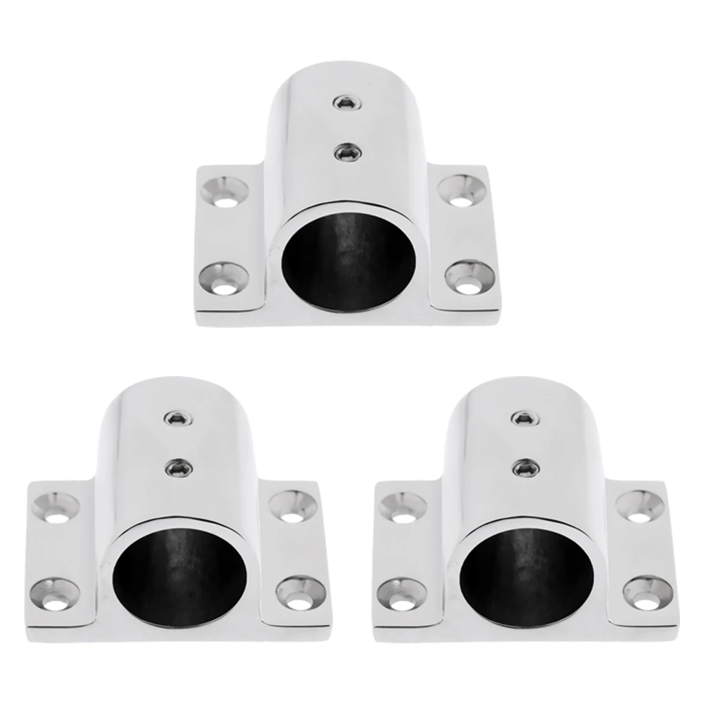 3pcs Marine Boat Hand Rail Fitting 90 Degree Rectangle Stanchion Base for 1inch Tube