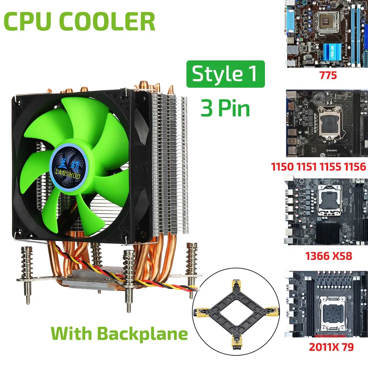 PC cpu кулер радиатор 6 тепловых трубок 9 см тихий вентилятор охлаждения 3/4 контактный вентилятор охлаждения кулер радиатор для 775 115X1366 2011X79X99 299 - Цвет лезвия: 3pin 1366 2011 115x