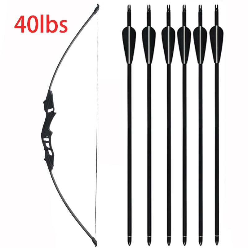 40lbs 51inch Recurve Bow Fiberglass Arrows Straight Limbs Hunting