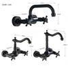 Quyanre Blackend Wall Mount Basin Faucets Dual Handles Mixer Tap Hot Cold Water Mixer Tap For Kitchen 360 Rotation Kitchen Mixer ► Photo 2/6