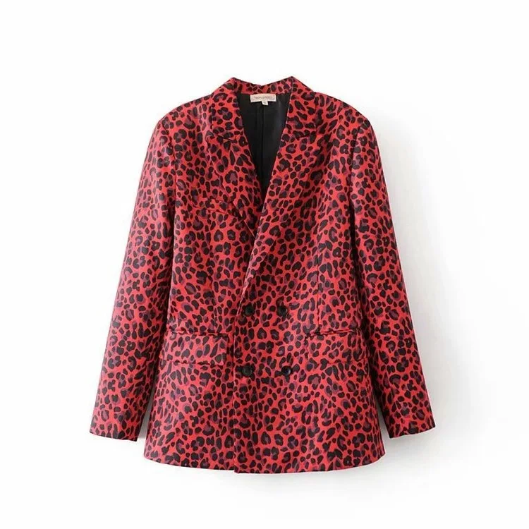 

Europe And America Sexy Fashion Leopord Pattern Suit Jacket Spring And Autumn New Style Long Sleeve Loose-Fit Versatile Printed