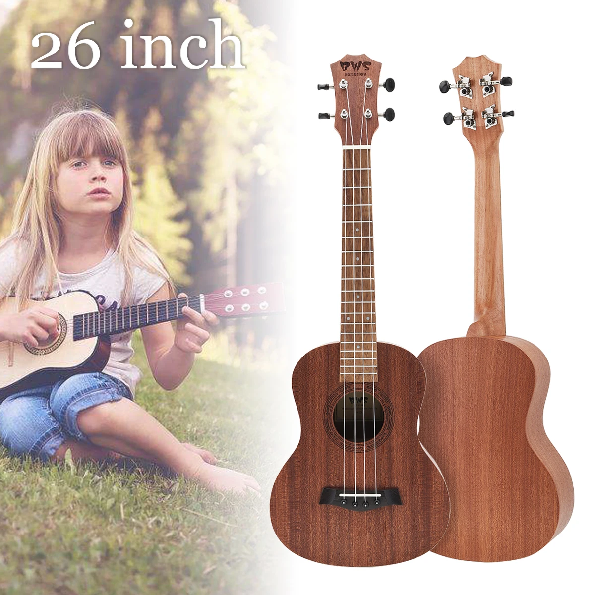 21 / 23 / 26 Inch Ukulele 4 Nylon Strings Musical Instruments Mahogany Hawaiian Tenor Acoustic Cutaway Guitar