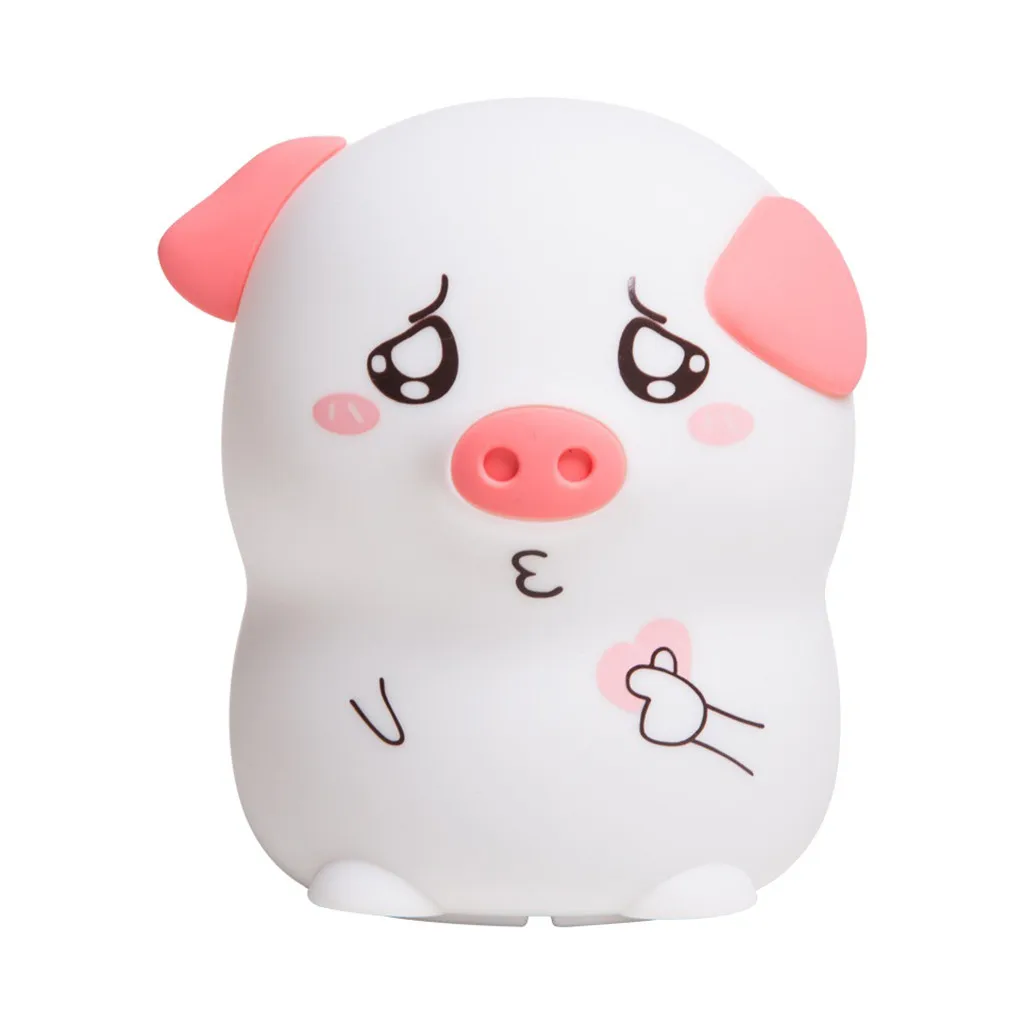 Cute Pig Night Light Silicone Children Birthday Gift Soft Cartoon Animal Gadgets Funny Holiday Girl Toys #C |