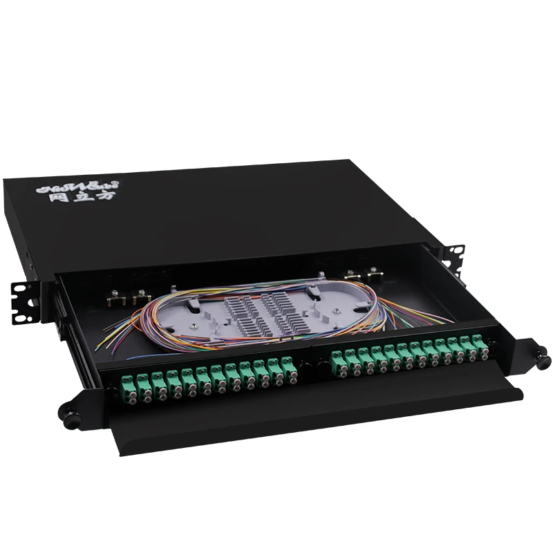 Rack Mount fiber termination box for 48 core UPC APC LC pigtail patch panel optical distribution frame ODF Push-pull type