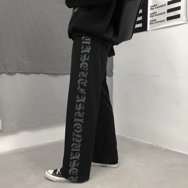 Харадзюку контрастный граффити письмо печати Sweatpant корейский хип хоп Уличная одежда свободные брюки размера плюс для женщин и мужчин брюки с высокой талией