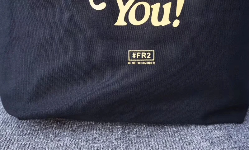 FR2 письмо высокой плотности рюкзак из холщовой ткани с принтом FR2 я хочу, чтобы вы упаковали FR2 повседневная черная белая сумка для покупок