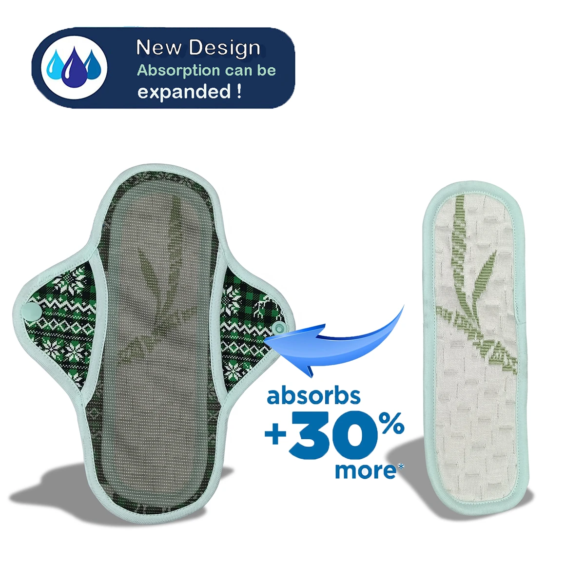 EECCI Organic Bamboo Cotton Menstrual Sanitary Napkins Pads for Women