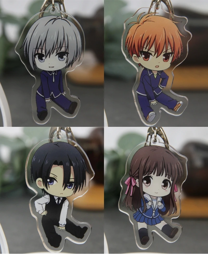 1pcs Fruits Basket Anime Pattern Acrylic Cosplay Prop Pendant Keychain Backpack Decor Keyring