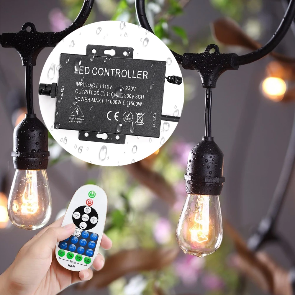 AC 110V 220V LED Strip Dimmer 23 Keys RF Remote Controller Dimmer for Dimming LED String/LED Bulb/LED Strip with EU/US/AU Plug led strip controller led dimmer switch led dimmer controller smart dimmer switch led strip switch led string dimmer power cords dimmer switch