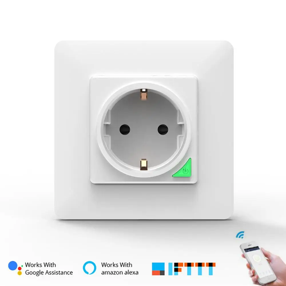 

Teekar Smart Wall Electronic Socket EU Standard Power Outlet Charger Panel APP Remote Control Work With Amazon Alexa Google Home