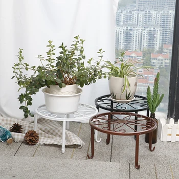

Garden Storage Rack Stand Floor Display Shelf Potted Stander Wrought Iron Home Decor Classic Style Plant Balcony Create Round