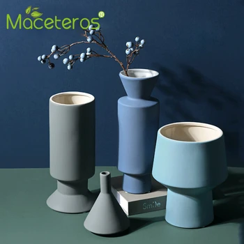 

Modern Minimalist Industrial Style Ceramic Vase Creative Home Flower Arrangemen Vase Green Planter Gardening Decoration Supplies
