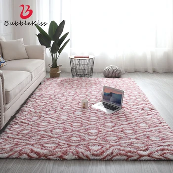 

Bubble Kiss Red Plush Carpet Plaid Pattern Faux Fur Rug And Carpets For Home Living Room Kids Room Area Rugs Long Pile Floor Mat