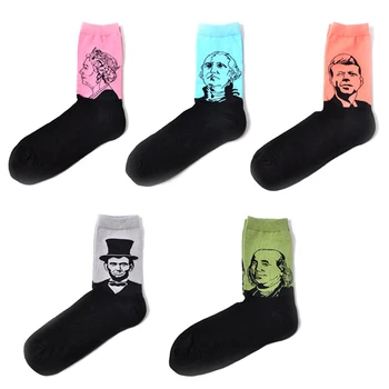 

Fashion Cotton Elizabeth Wales Figure Avatar Socks Men Casual Happy Socks Literary abstract oil painting character head socks