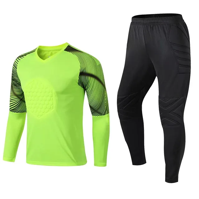 Взрослые футбольные Вратарские формы, мужские футбольные майки, футбольные наборы, футбольные Вратарские привратники, рубашка, штаны, шорты - Цвет: Green Set