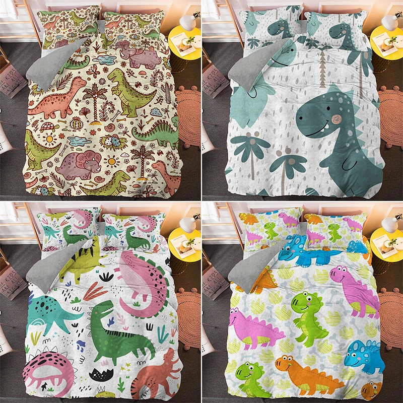 

Cartoon Dinosaur Bedding Set Twin Queen King Size Boho Comforter Duvet Quilt Cover and Pillowcase Soft Bedclothes