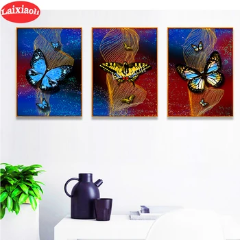 

Butterfly Animals 5D diy diamond painting Modern Wall Art Full square round Diamond mosaic cross stitch 3 pcs drill,handicraft