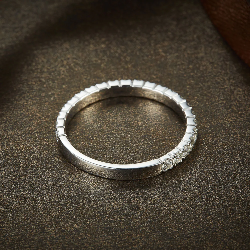 Niceems 14K 585 Белое золото 0 50 CTW Moissanite Pave Matching Half Eternity свадебный браслет|Кольца| |