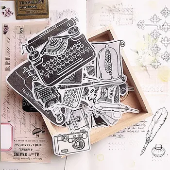 

65Pcs Vintage Phone Printer Washi Craft Sticker DIY Craft Scrapbooking Album Junk Journal Happy Planner Decor Stickers