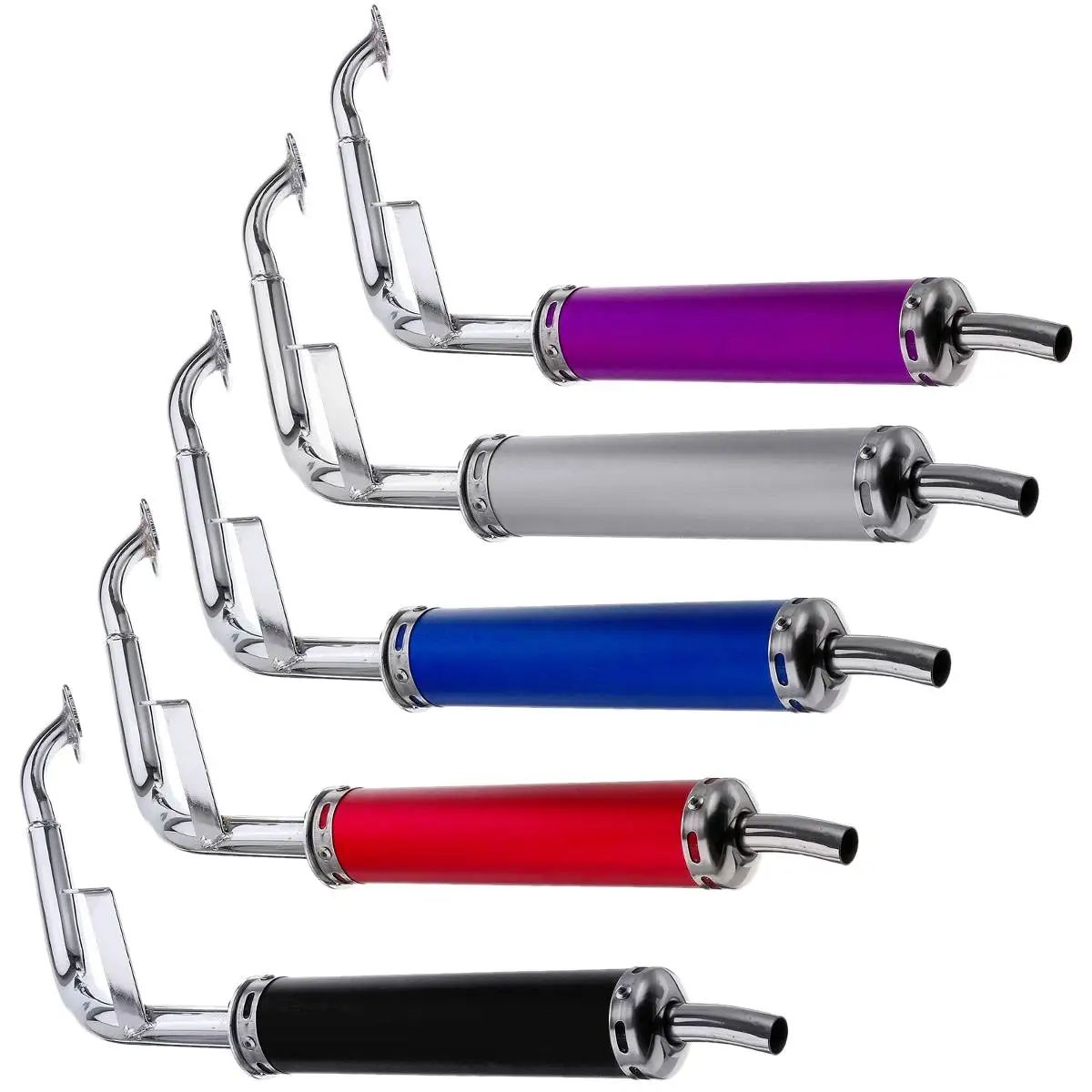 

22mm Black Silver Motorcycle Exhaust Muffler Pipe Kit with GY6 Front Pipe Kit for Honda CB 500 550/Kawaki/Suzuki/ Yamaha VT XVS