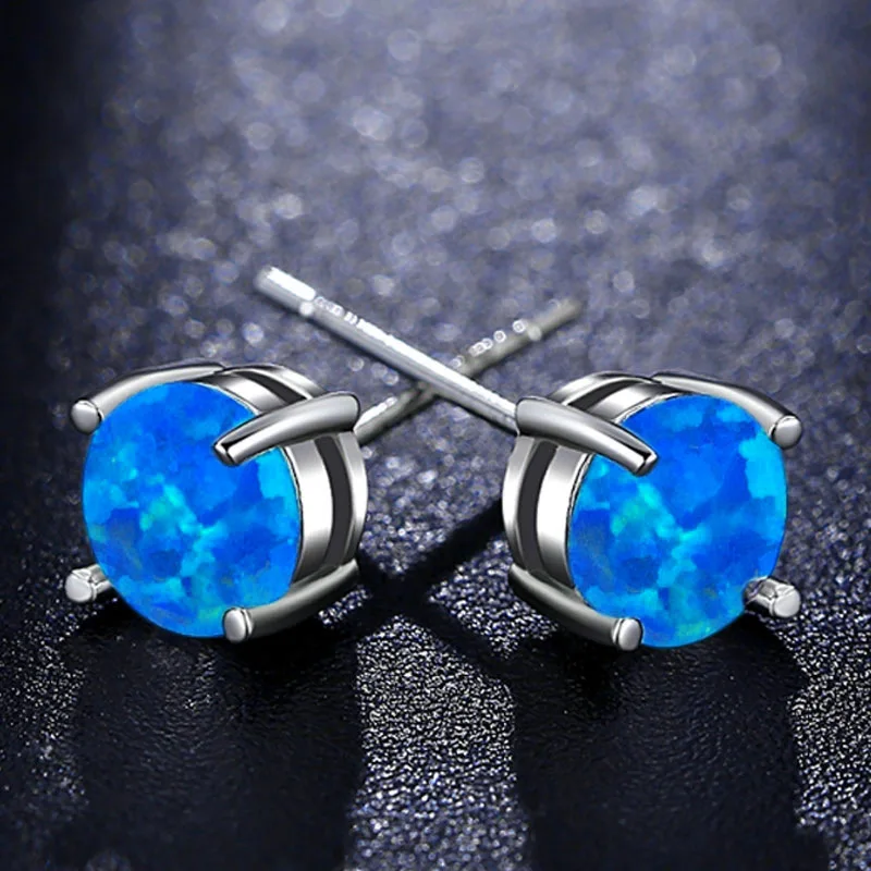 Опал круг Ao Bao серьги цирконовые 6 мм четыре когтя Ушные Шпильки AliExpress внешней торговли в настоящее время доступны многоцветные Wish Ear Stu